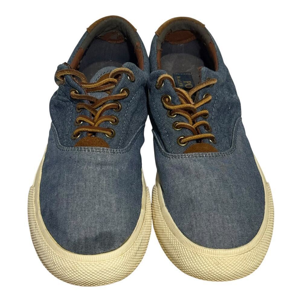 Polo Ralph Lauren Vaughn Chambray Blue Canvas Sneakers Men's Size 11D Low Top - Picture 3 of 9